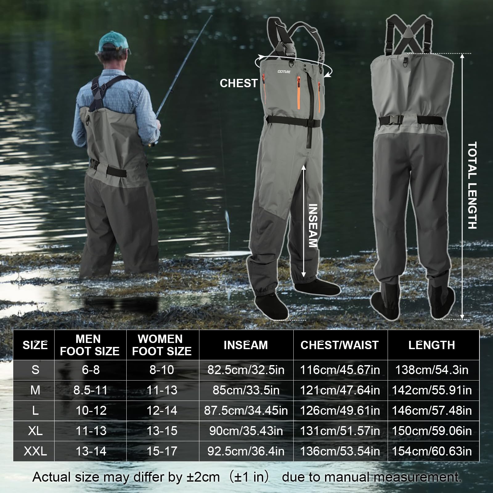 Fishing Waders Breathable - Goture 5 Lapis Tahan Air Memancing